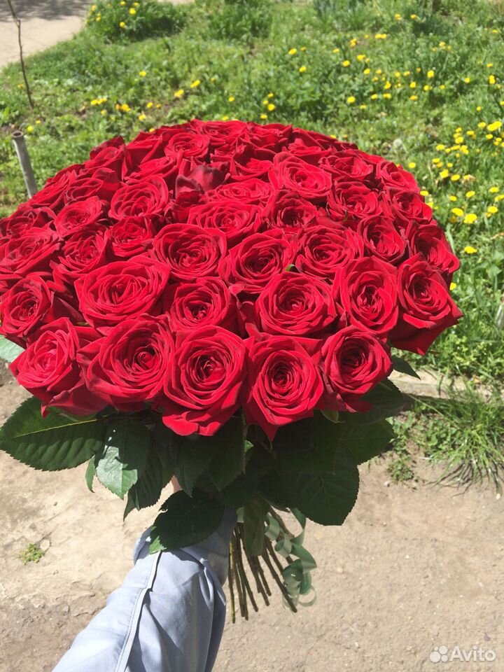 55 красных роз в букете Доставка купить на Зозу.ру - фотография № 1