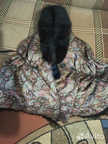 Платок-шапка-капюшон с мехом норки