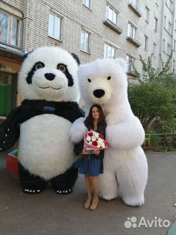 Аниматор,ростовые куклы,Белый мишка, панда, Кинг