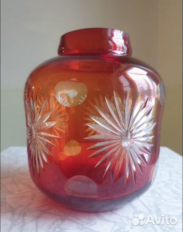 Ваза для цветов красное стекло из СССР