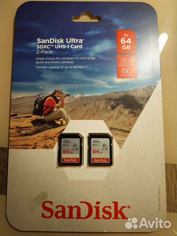 Sdxc карта Sandisk 64gb x2
