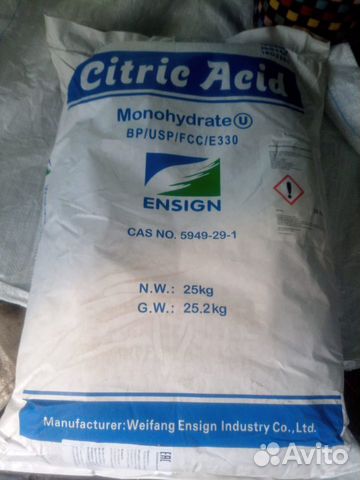 Лимонная кислота моногидрат 25 кг(мешок)