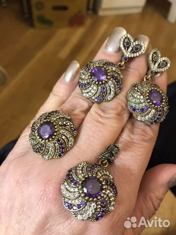 Серьги кольцо кулон Серебро СССР