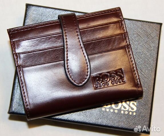 Кожаный кошелек - визитница H Boss brown new