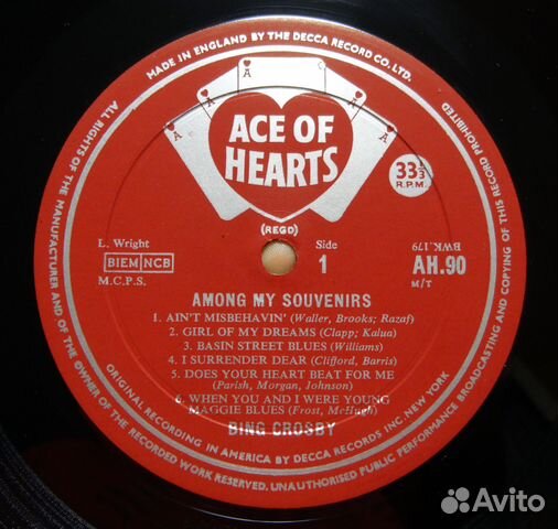 Bing Crosby Among My Souvenirs UK 50s LP Bing Crosby Among My Souvenirs UK 50s LP