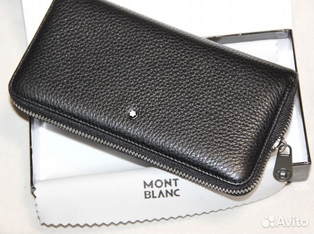 Мужской кожаный клатч портмоне Montblanc black 1x Мужской кожаный клатч портмоне Montblanc black 1x