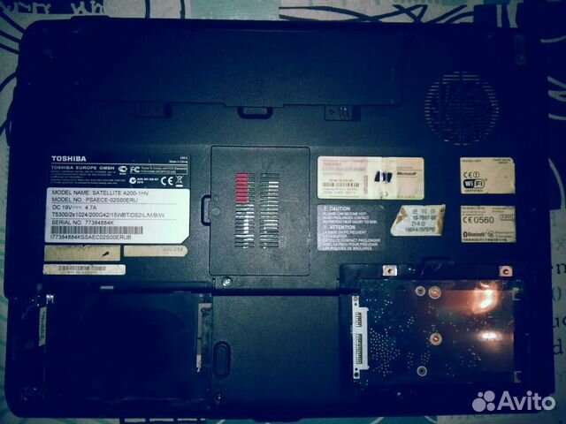Toshiba satellite a200 1HV в разборе