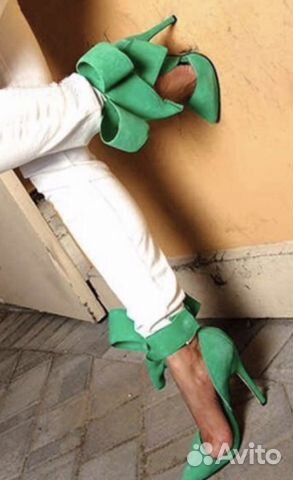Туфли с бантом зеленые и розовые Туфли с бантом зеленые и розовые
