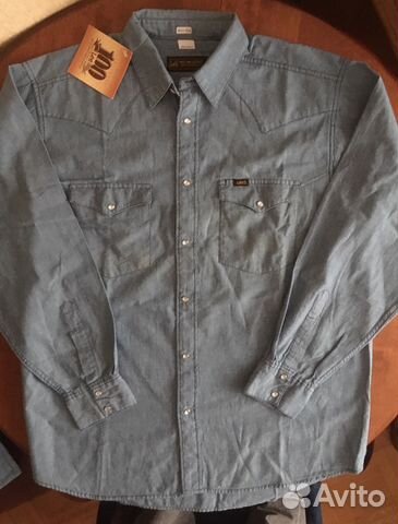 Джинсовая рубашка Lee size L made in Macau винтаж