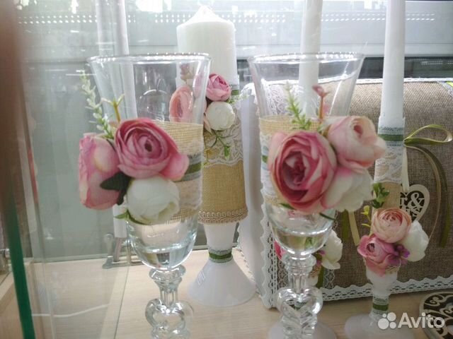 Бокалы и свечи Flowers Бокалы и свечи Flowers