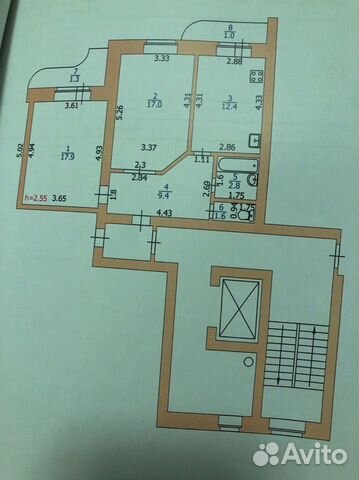 2-к квартира, 61.1 м², 9/10 эт.