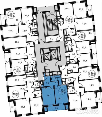 1-к квартира, 48.2 м², 9/17 эт.
