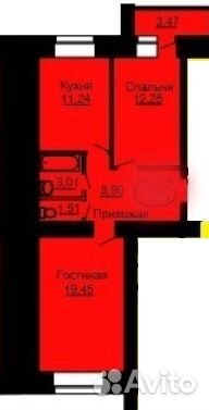2-к квартира, 58.5 м², 1/10 эт. 2-к квартира, 58.5 м², 1/10 эт.