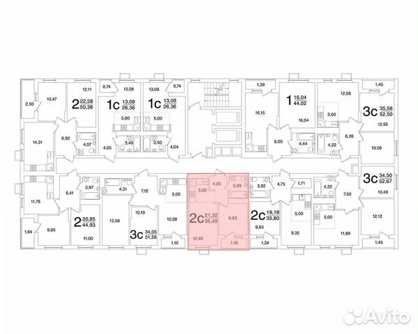 2-к квартира, 35.5 м², 12/26 эт.