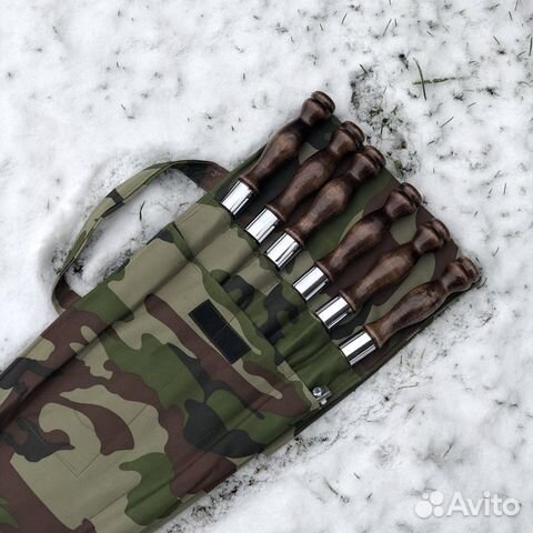 Набор шампуров в чехле лес. подарок