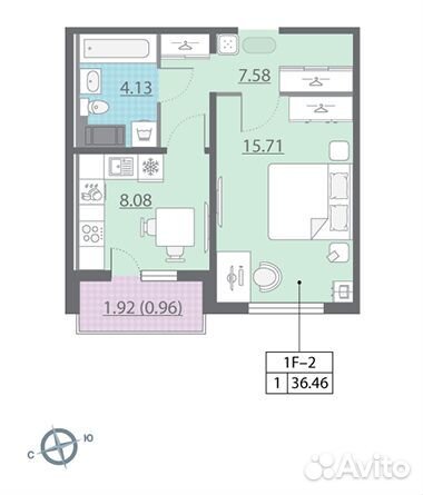 1-к квартира, 37 м², 7/25 эт.