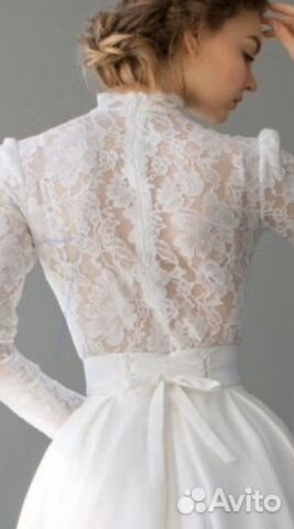 Свадебное платье кружевное с длинным рукавом