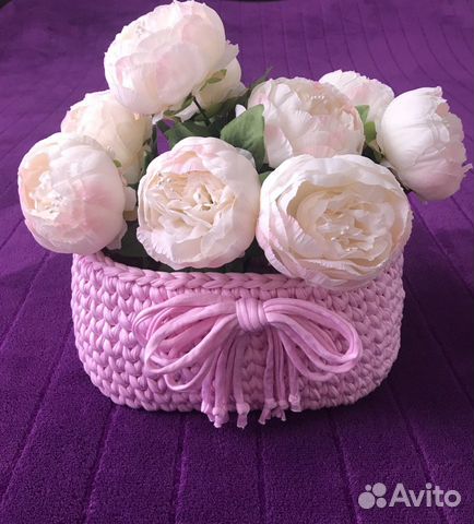 Корзина из трикотажной пряжи