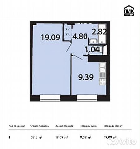 1-к квартира, 37.5 м², 10/17 эт.