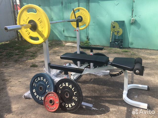 Блины.гриф.скамья.стойки