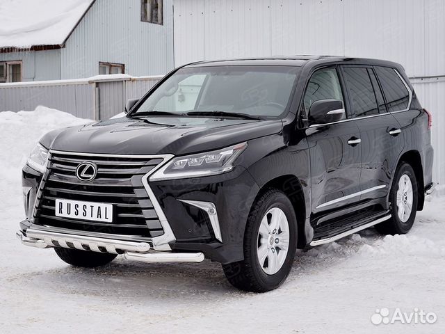 Lexus LX 2015-Защита переднего бампера+клыки