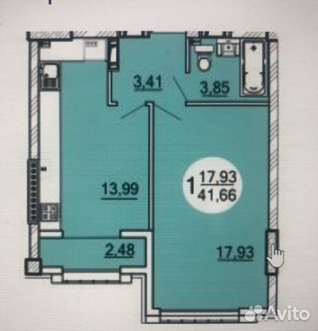 1-к квартира, 41.5 м², 3/5 эт.