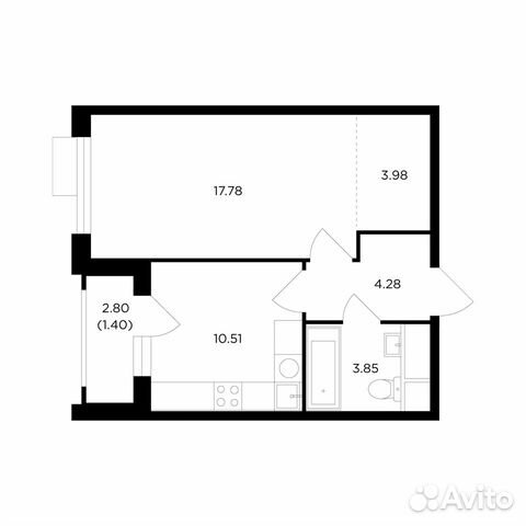 1-к квартира, 41.8 м², 22/26 эт.