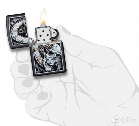 Зажигалка zippo Skull Clock Design