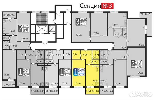 1-к квартира, 45.4 м², 2/17 эт.