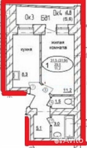 1-к квартира, 31.9 м², 7/9 эт.