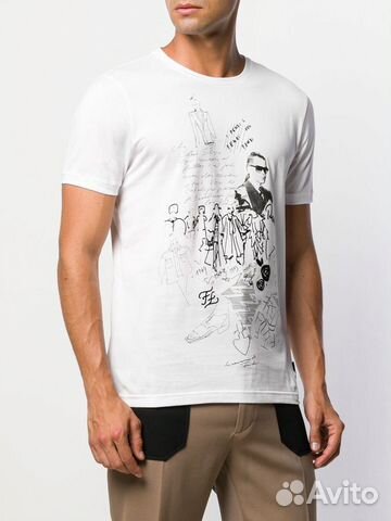 Fendi Karl Kollage T shirt in white Fendi Karl Kollage T shirt in white