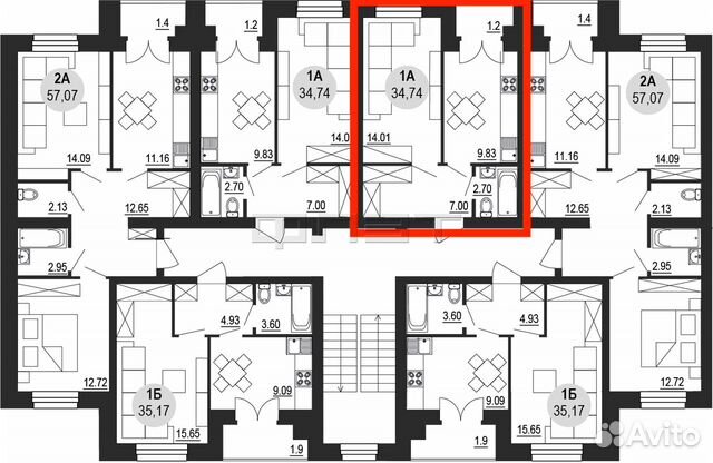 1-к квартира, 34.7 м², 4/5 эт.