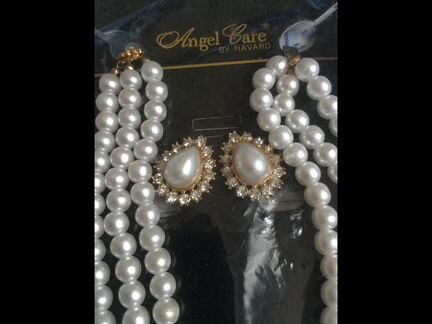 Колье с клипсами жемчужное