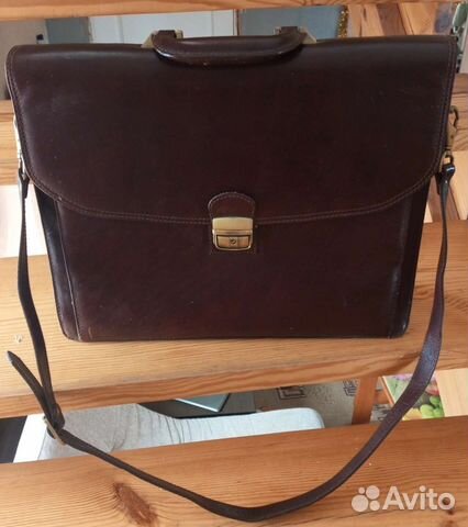 Мужской кожаный портфель коричневый