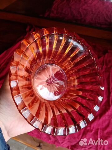 Конфетница советская из карамельного стекла