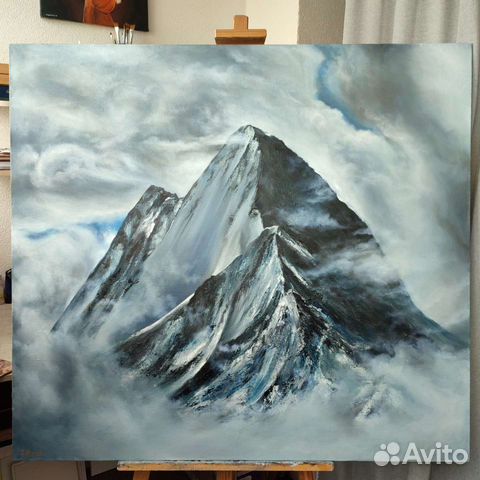 Горный пейзаж, картина маслом ручной работы