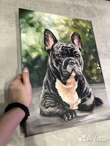 Портрет маслом на холсте, домашние животные