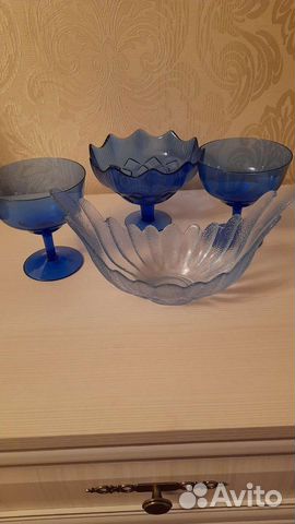 Вазочка синяя, стопки Богемия, графин