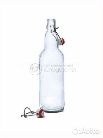 Бутылка 1 л с бугельной пробкой, прозрачное стекло