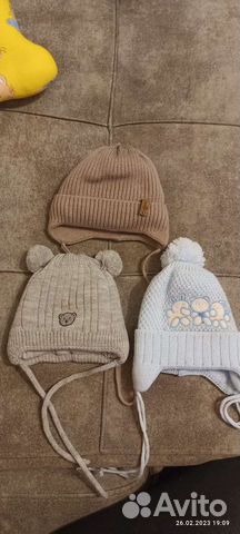 Шапочки для малыша 0-3, 3-6 демисезон зима