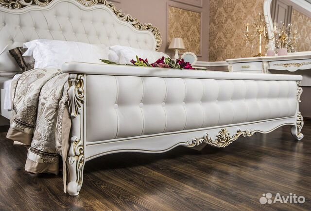 Спальня Анна Мария белый глянец кровать, шкаф +ком