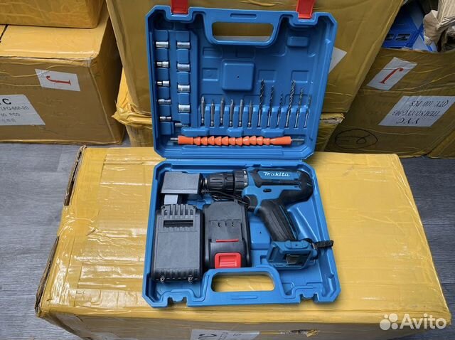 Шуруповерт makita 18v + набор аккумуляторный дрель