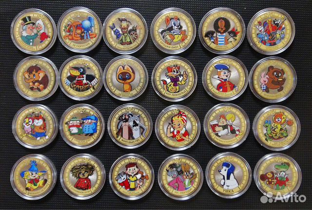 Набор 24 монеты Мультипликация Мультики Мультфильм