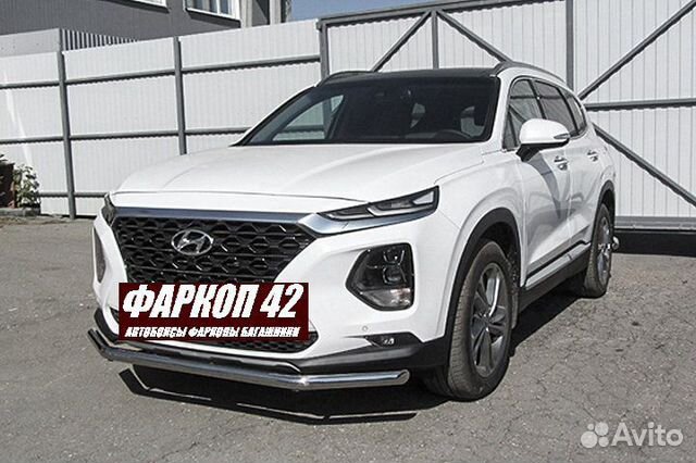 Защита переднего бампера Hyundai santa-FE (2018)