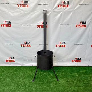 Печка с дымоходом для казана на 10 литров