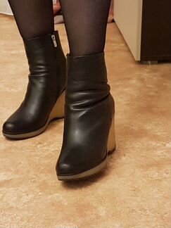 Зимние черные ботинки на платформе натуральные, 41