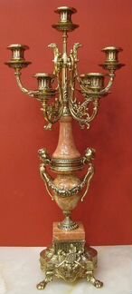 Подсвечники из бронзы с ониксом, золото