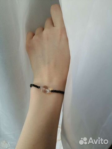 Браслет из шпинели и вставкой горный хрусталь