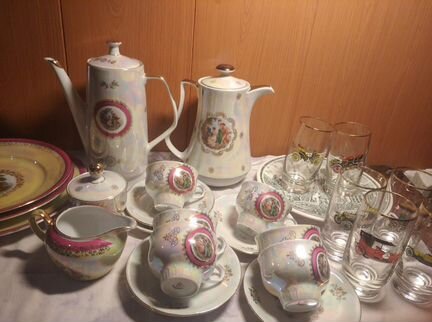 Сервиз чайный Мадонна,стаканы машинки Чехия