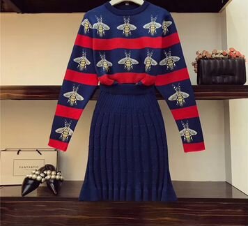 Платье, юбка, свитер, новый трикотажный костюм